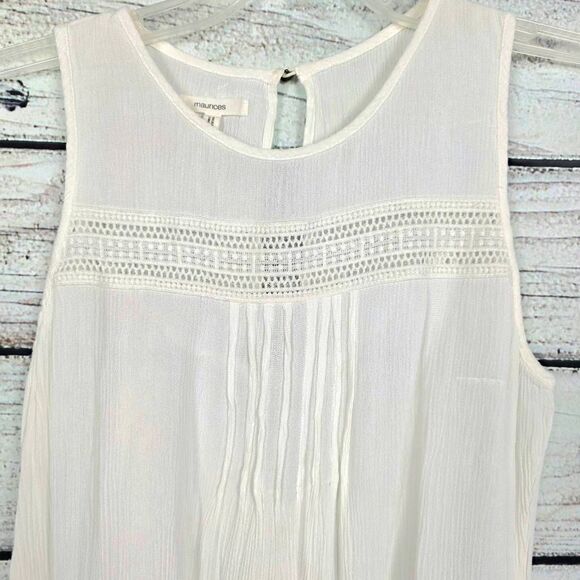 Maurices White Lace Trim Sleeveless Top XS - Picture 2 of 8